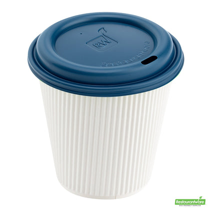 Wholesale Restaurantware Restpresso Midnight Blue Plastic Coffee Cup Lid - Fits 8, 12, 16 and 20 oz- Bulk