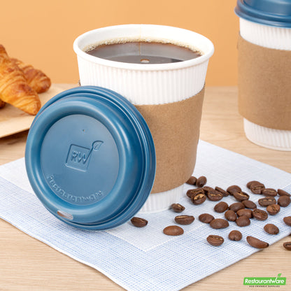 Wholesale Restaurantware Restpresso Midnight Blue Plastic Coffee Cup Lid - Fits 8, 12, 16 and 20 oz- Bulk
