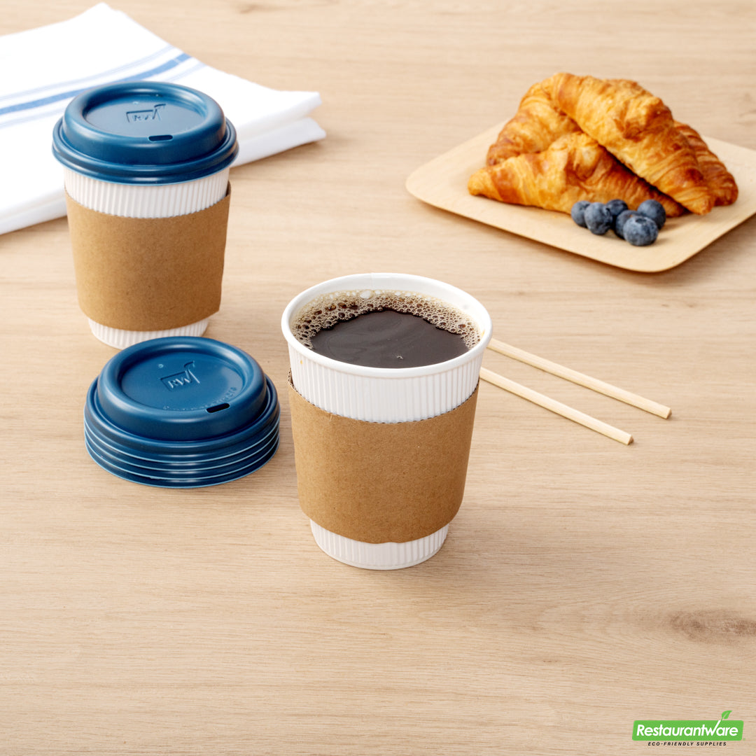 Wholesale Restaurantware Restpresso Midnight Blue Plastic Coffee Cup Lid - Fits 8, 12, 16 and 20 oz- Bulk
