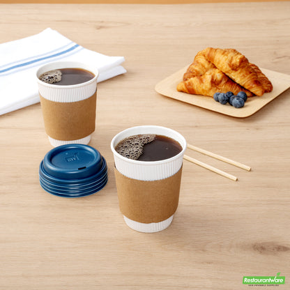 Wholesale Restaurantware Restpresso Midnight Blue Plastic Coffee Cup Lid - Fits 8, 12, 16 and 20 oz- Bulk