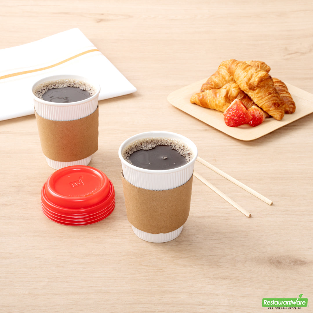 Wholesale Restaurantware Restpresso Red Plastic Coffee Cup Lid - Fits 8, 12, 16 and 20 oz- Bulk