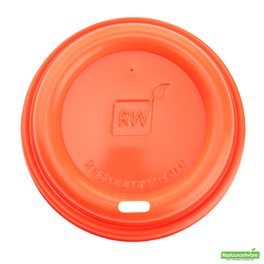 Wholesale Restaurantware Restpresso Tangerine Orange Plastic Coffee Cup Lid - Fits 8, 12, 16 and 20 Oz- Bulk