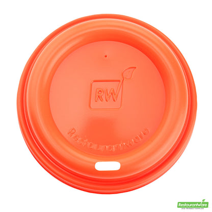 Wholesale Restaurantware Restpresso Tangerine Orange Plastic Coffee Cup Lid - Fits 8, 12, 16 and 20 Oz- Bulk