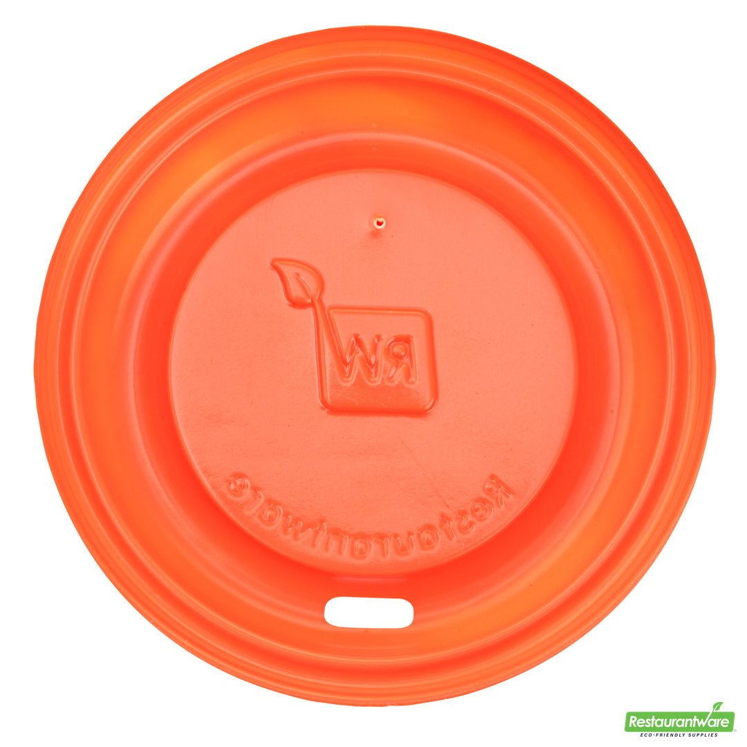 Wholesale Restaurantware Restpresso Tangerine Orange Plastic Coffee Cup Lid - Fits 8, 12, 16 and 20 Oz- Bulk
