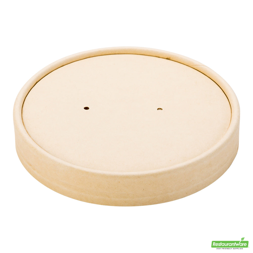 Wholesale Restaurantware Bio Tek Round Bamboo Paper Soup Container Lid - Fits 26 and 32 Oz- Bulk