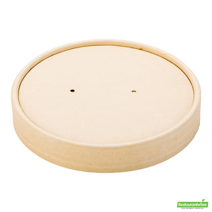 Wholesale Restaurantware Bio Tek Round Bamboo Paper Soup Container Lid - Fits 26 and 32 Oz- Bulk