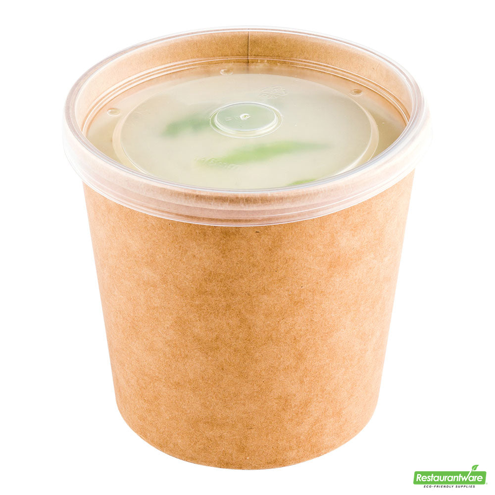 Wholesale Restaurantware Bio Tek Round Clear Plastic Soup Container Lid - Fits 26 and 32 Oz- Bulk
