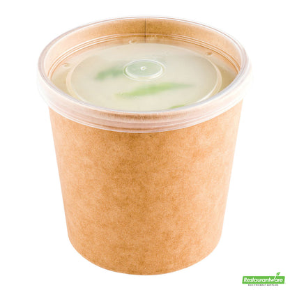 Wholesale Restaurantware Bio Tek Round Clear Plastic Soup Container Lid - Fits 26 and 32 Oz- Bulk