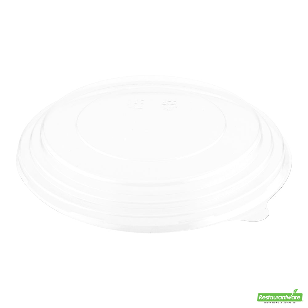 Wholesale Restaurantware Bio Tek Take Out Container Round Clear Plastic Lid - Fits 25 Oz- Bulk