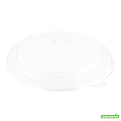 Wholesale Restaurantware Bio Tek Take Out Container Round Clear Plastic Lid - Fits 25 Oz- Bulk