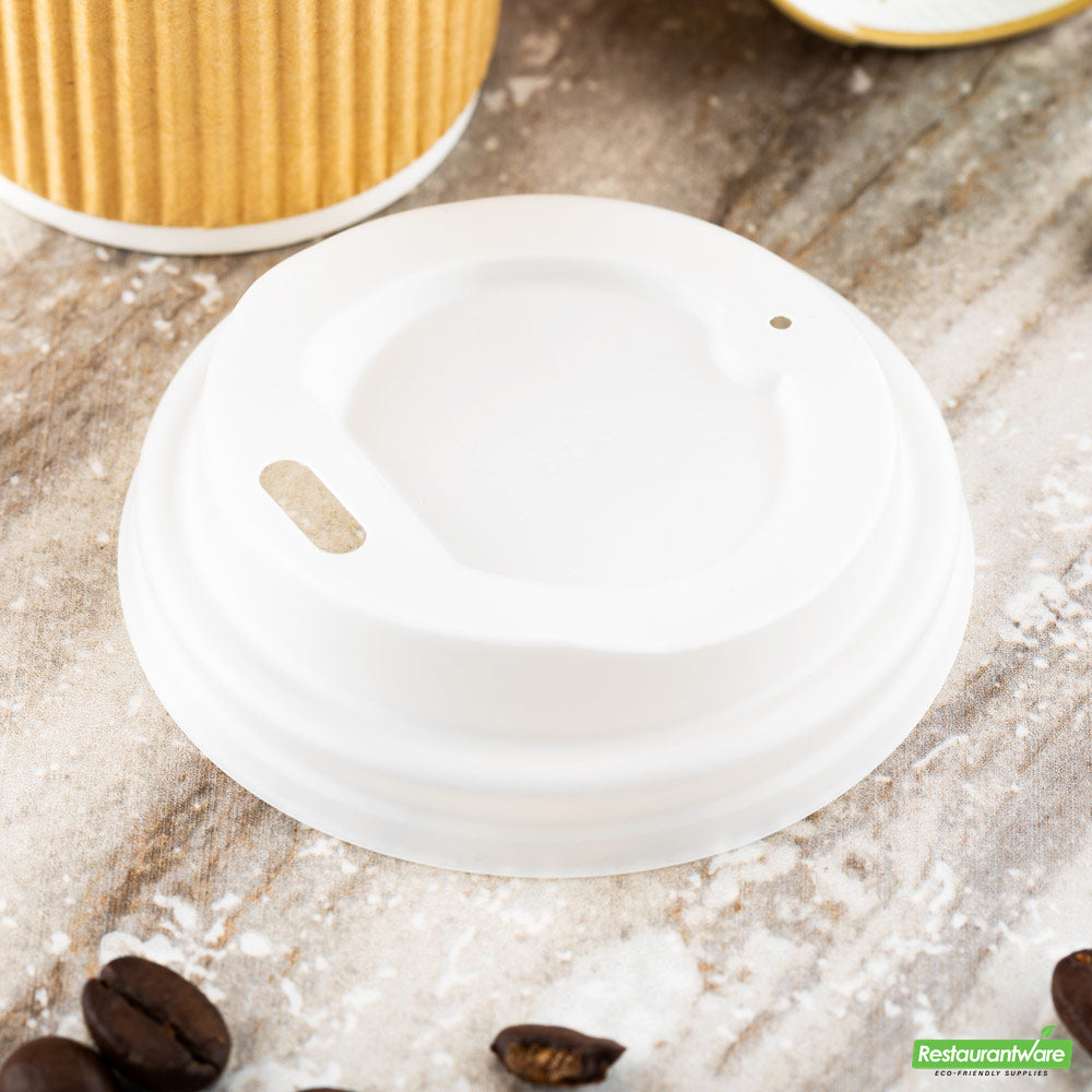 Wholesale Restaurantware Basic Nature White Pla Plastic Coffee Cup Lid - Fits 4 Oz, Compostable- Bulk