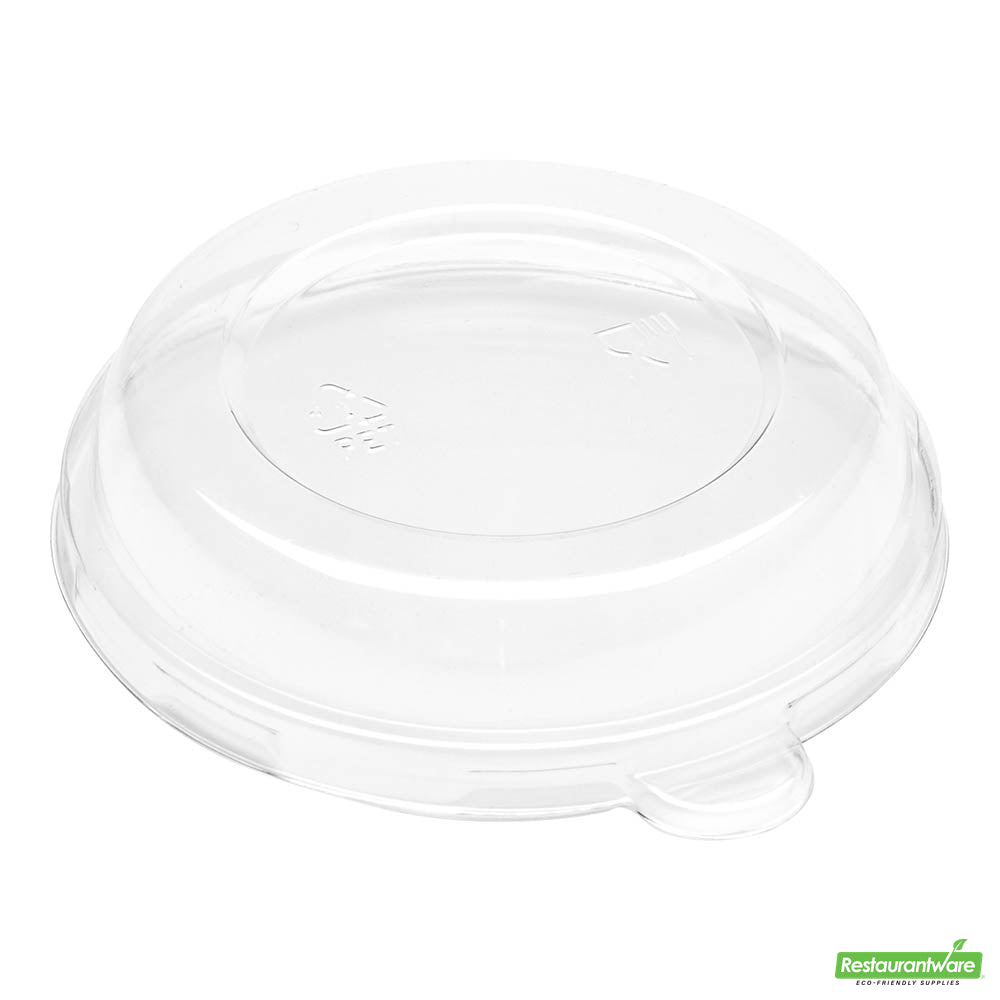 Wholesale Restaurantware Pulp Tek Round Clear Plastic Dome Lid - Fits 8 oz Bagasse Salad Bowl- Bulk