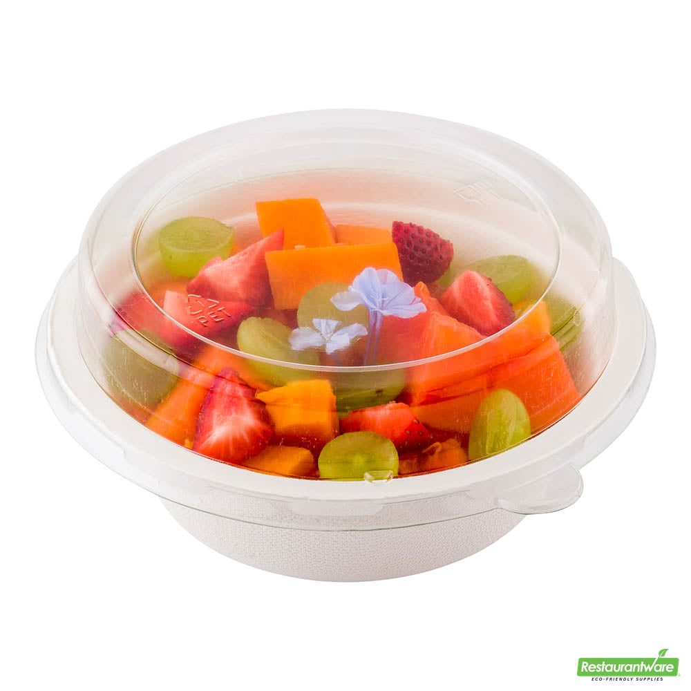 Wholesale Restaurantware Pulp Safe Round Clear Plastic Dome Lid - Fits 18 oz Bagasse Salad Bowl- Bulk