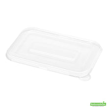 Wholesale Restaurantware Pulp Tek Rectangle Clear Plastic Flat Lid - Fits 12 and 16 oz Bagasse Container- Bulk