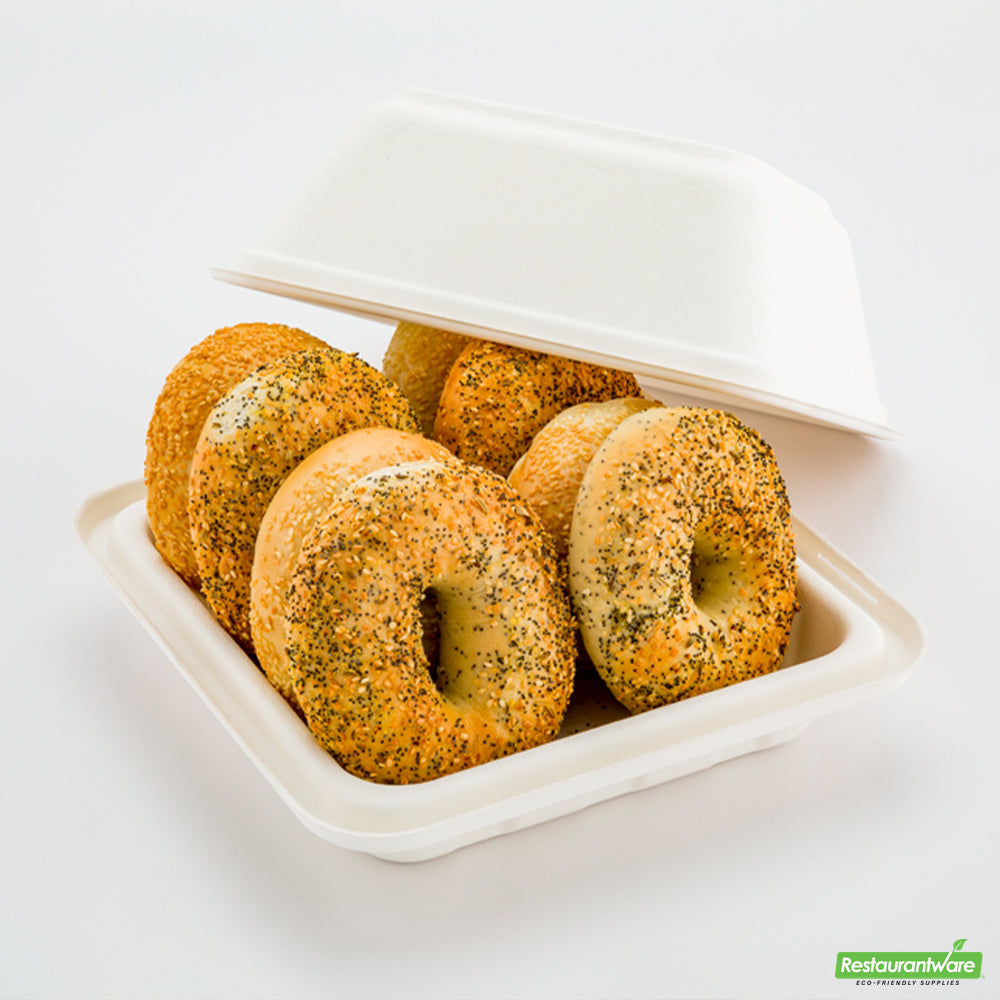 Wholesale Restaurantware Pulp Safe No Pfas Added Square White Sugarcane / Bagasse Serving Bowl Lid - Home Compostable, Fits 128 Oz- Bulk