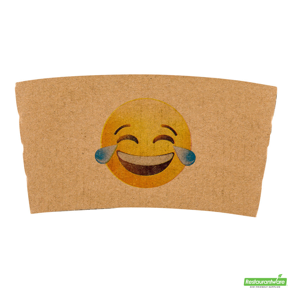 Wholesale Restaurantware Restpresso Kraft Paper Crying Laughing Emoji Coffee Cup Sleeve - Fits 12 / 16 / 20 oz Cups- Bulk