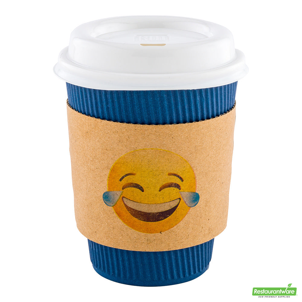 Wholesale Restaurantware Restpresso Kraft Paper Crying Laughing Emoji Coffee Cup Sleeve - Fits 12 / 16 / 20 oz Cups- Bulk