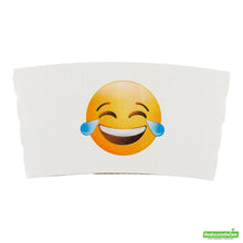 Wholesale Restaurantware Restpresso White Paper Crying Laughing Emoji Coffee Cup Sleeve - Fits 12 / 16 / 20 oz Cups- Bulk