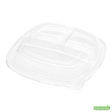 Wholesale Restaurantware Pulp Tek Square Clear Plastic Dome Lid - Fits 3 Compartment Bagasse Salad Plate- Bulk