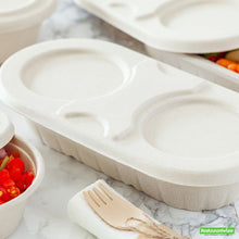 Wholesale Restaurantware Pulp Tek Oval Natural Sugarcane / Bagasse Lid - Fits Bagasse Take Out Container- Bulk