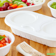 Wholesale Restaurantware Pulp Tek Oval White Sugarcane / Bagasse Lid - Fits Bagasse Take Out Container- Bulk