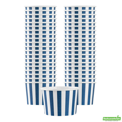 Wholesale Restaurantware 4 Oz Round Blue and White Stripe Paper To Go Cup- Bulk