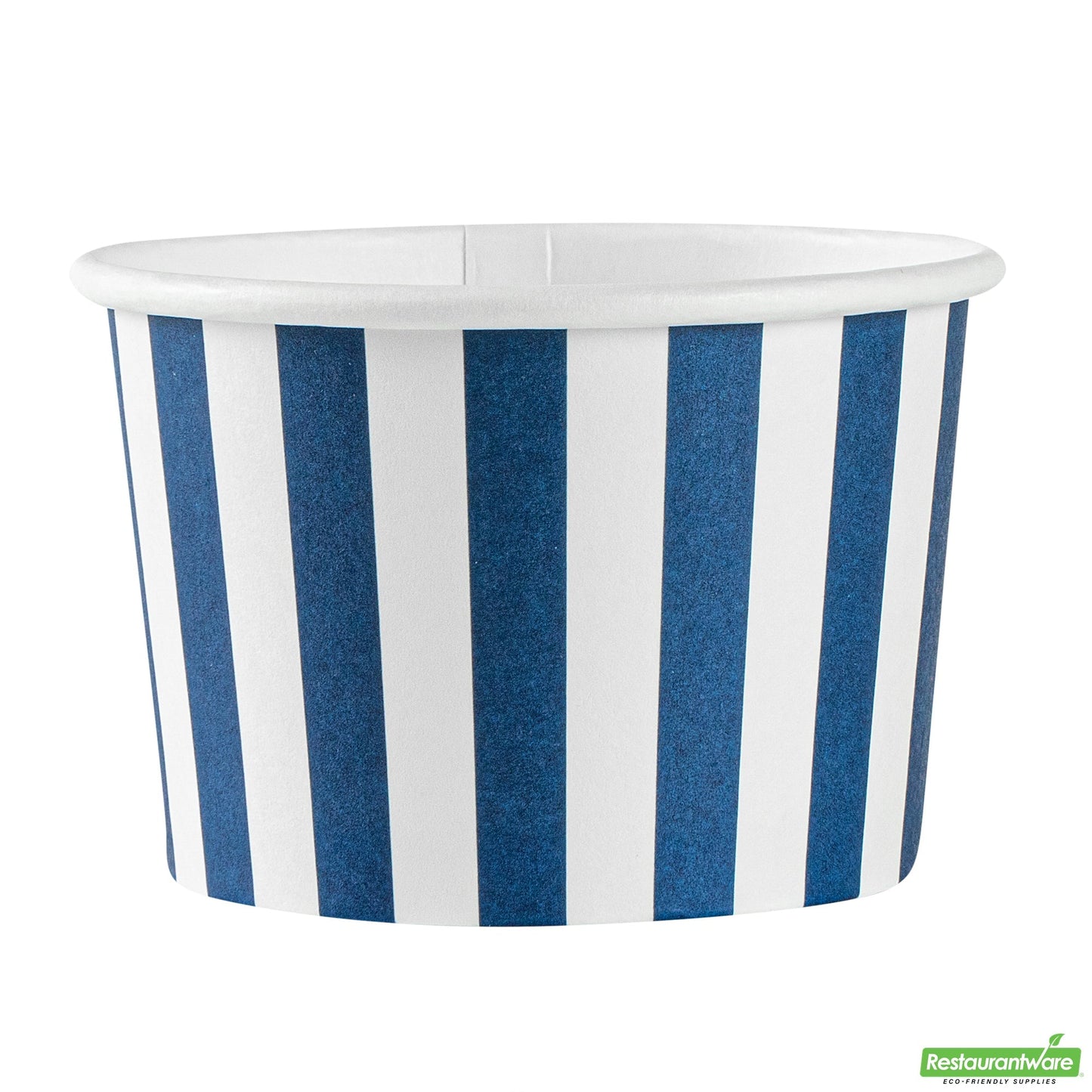 Wholesale Restaurantware 4 Oz Round Blue and White Stripe Paper To Go Cup- Bulk