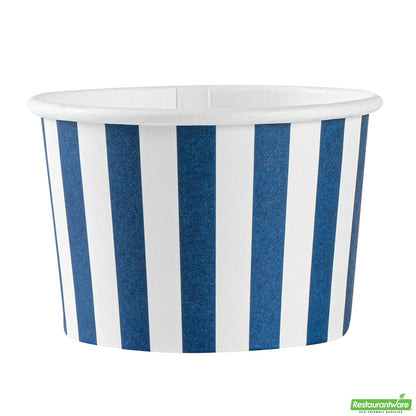 Wholesale Restaurantware 4 Oz Round Blue and White Stripe Paper To Go Cup- Bulk