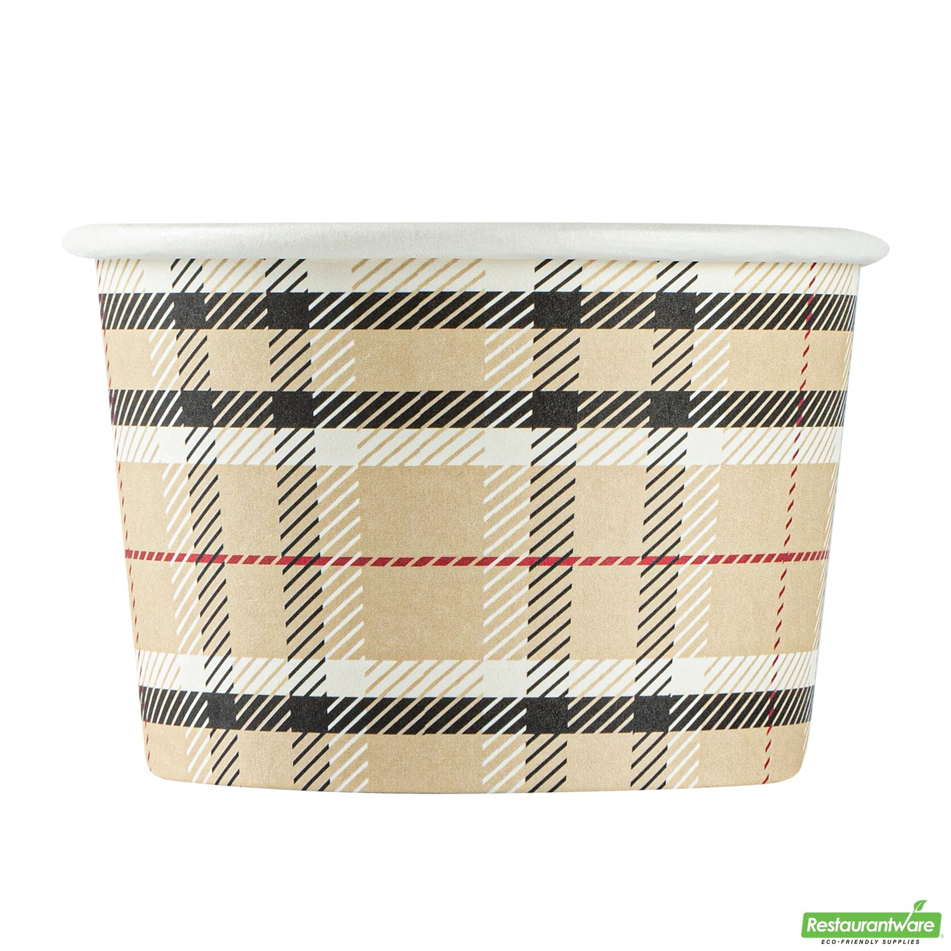 Wholesale Restaurantware 4 Oz Round Plaid Paper To Go Cup- Bulk