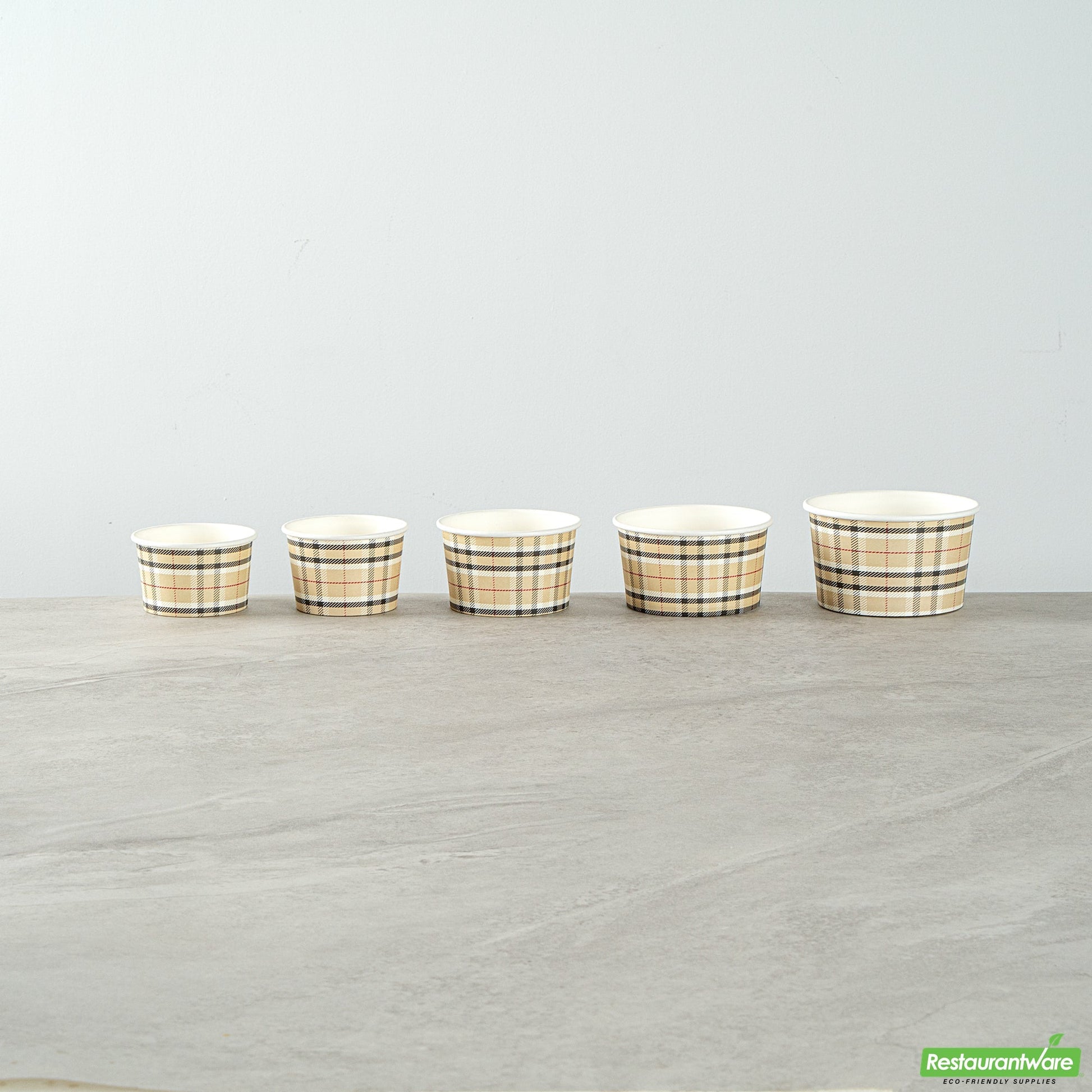 Wholesale Restaurantware 4 Oz Round Plaid Paper To Go Cup- Bulk