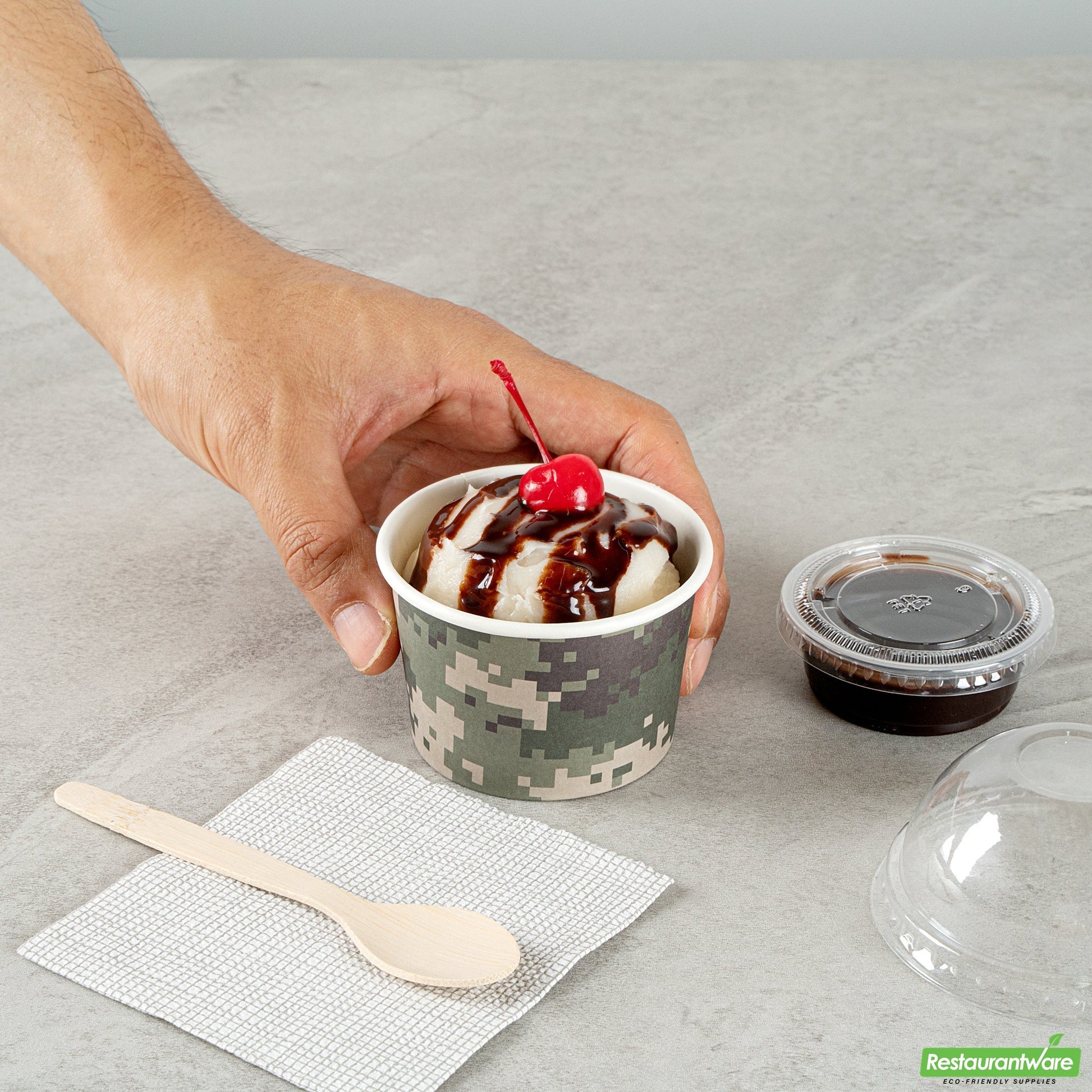 Wholesale Restaurantware 4 Oz Round Camouflage Paper To Go Cup- Bulk
