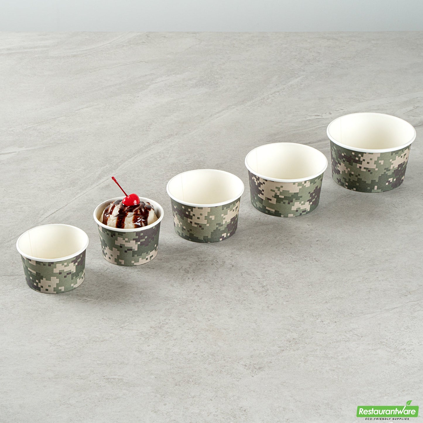 Wholesale Restaurantware 4 Oz Round Camouflage Paper To Go Cup- Bulk
