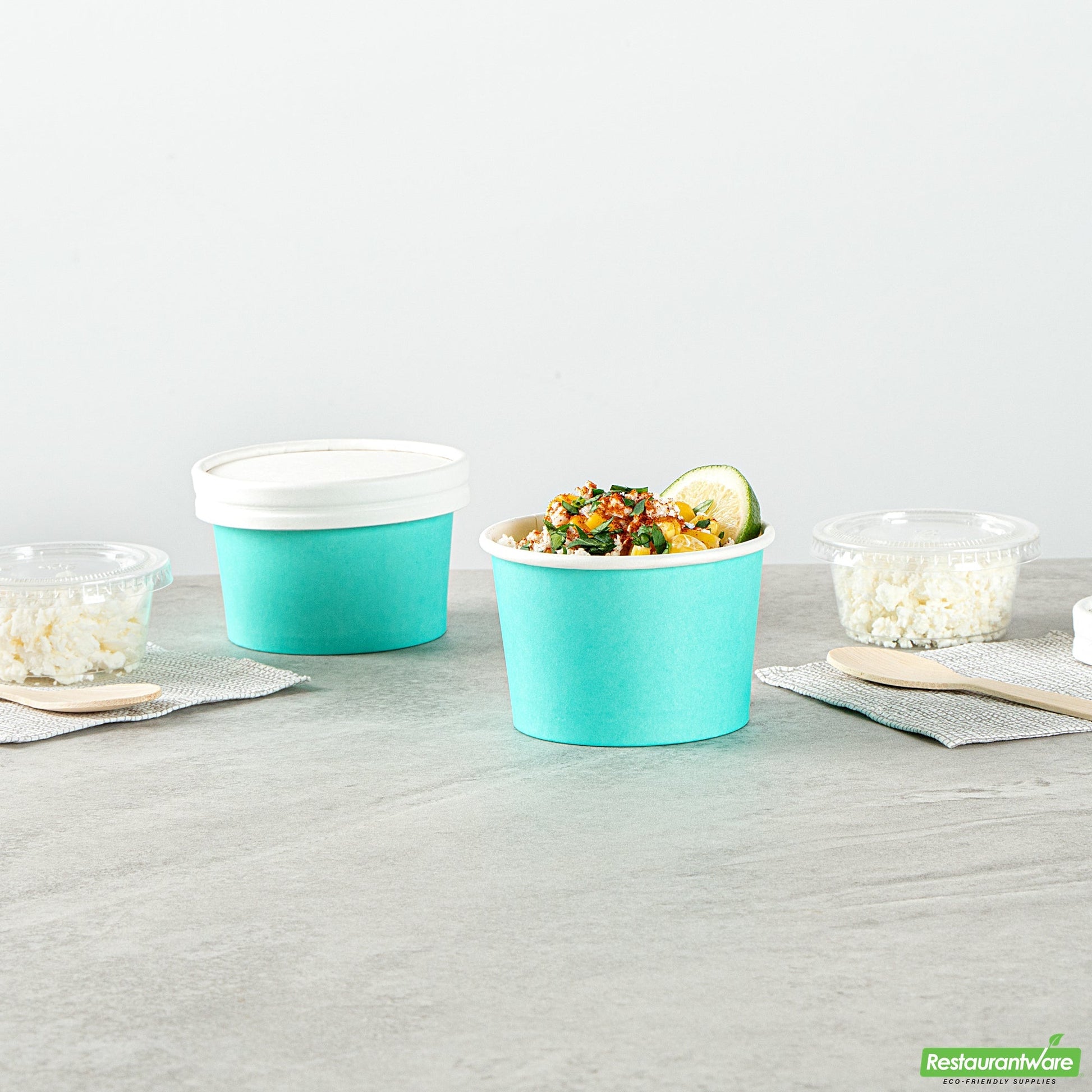 Wholesale Restaurantware 4 Oz Round Turquoise Paper To Go Cup- Bulk