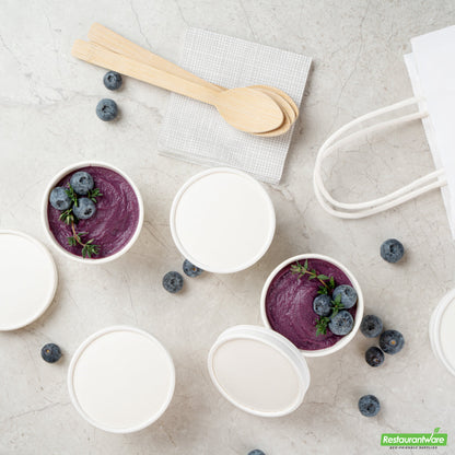 Wholesale Restaurantware Coppetta Round White Paper to Go Cup Lid - Fits 4 Oz- Bulk