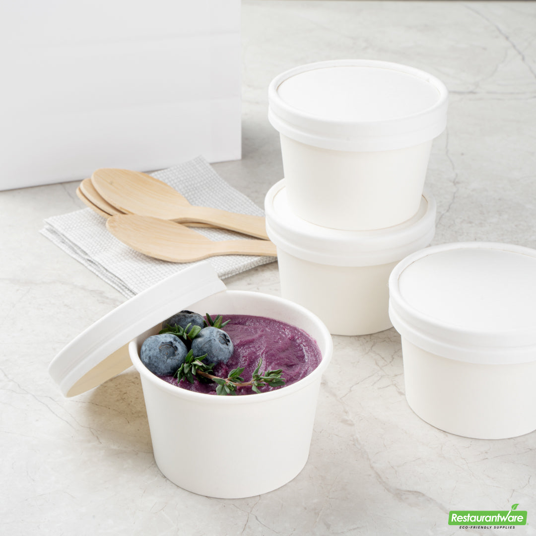 Wholesale Restaurantware Coppetta Round White Paper to Go Cup Lid - Fits 4 Oz- Bulk