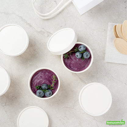 Wholesale Restaurantware Coppetta Round White Paper to Go Cup Lid - Fits 4 Oz- Bulk