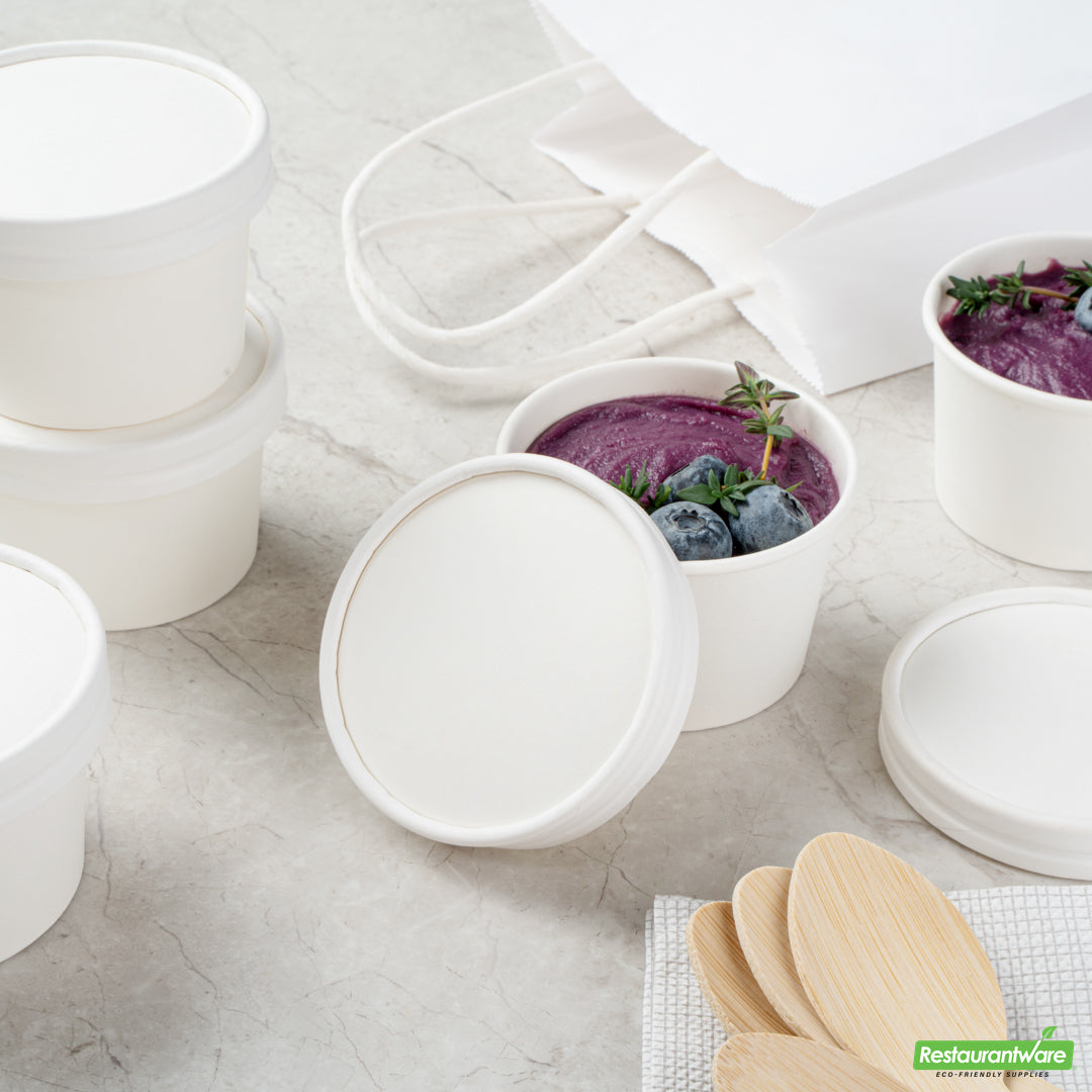Wholesale Restaurantware Coppetta Round White Paper to Go Cup Lid - Fits 4 Oz- Bulk