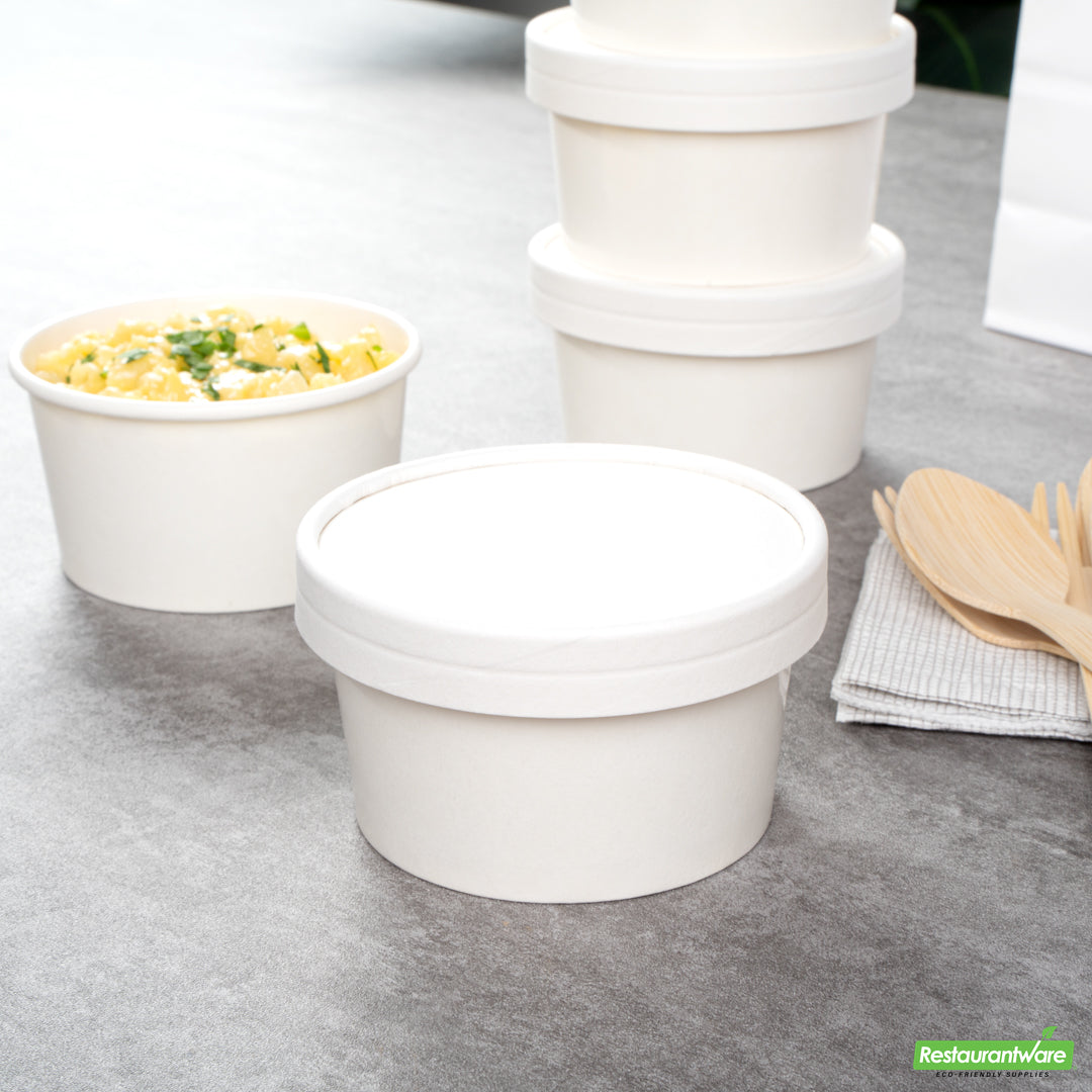 Wholesale Restaurantware Coppetta Round White Paper To Go Cup Lid - Fits 8 oz- Bulk