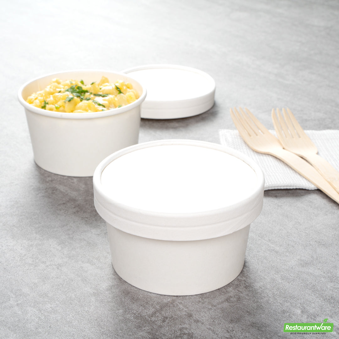 Wholesale Restaurantware Coppetta Round White Paper To Go Cup Lid - Fits 8 oz- Bulk