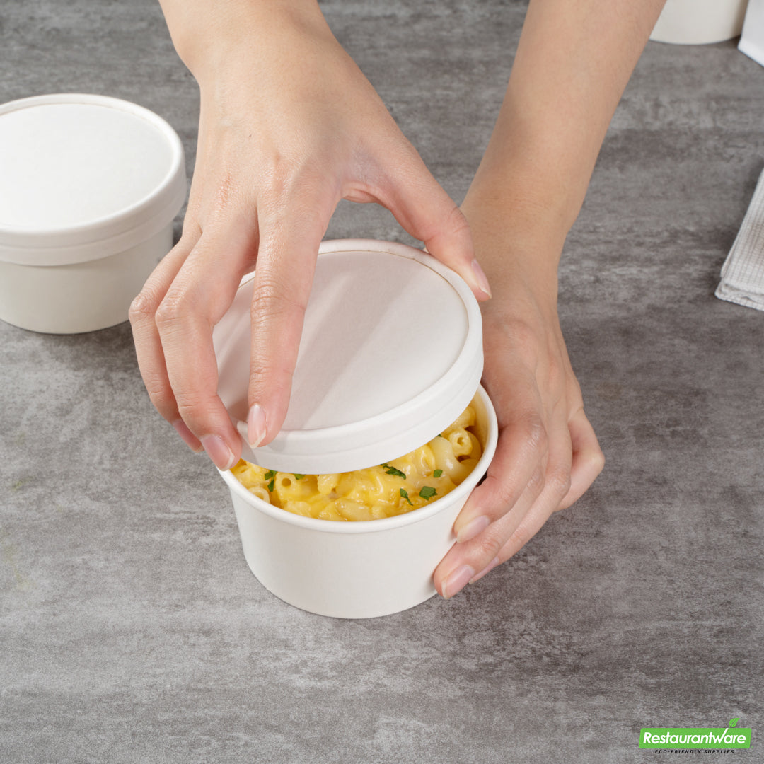 Wholesale Restaurantware Coppetta Round White Paper To Go Cup Lid - Fits 8 oz- Bulk