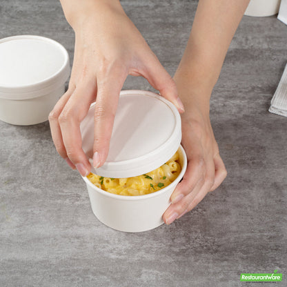 Wholesale Restaurantware Coppetta Round White Paper To Go Cup Lid - Fits 8 oz- Bulk