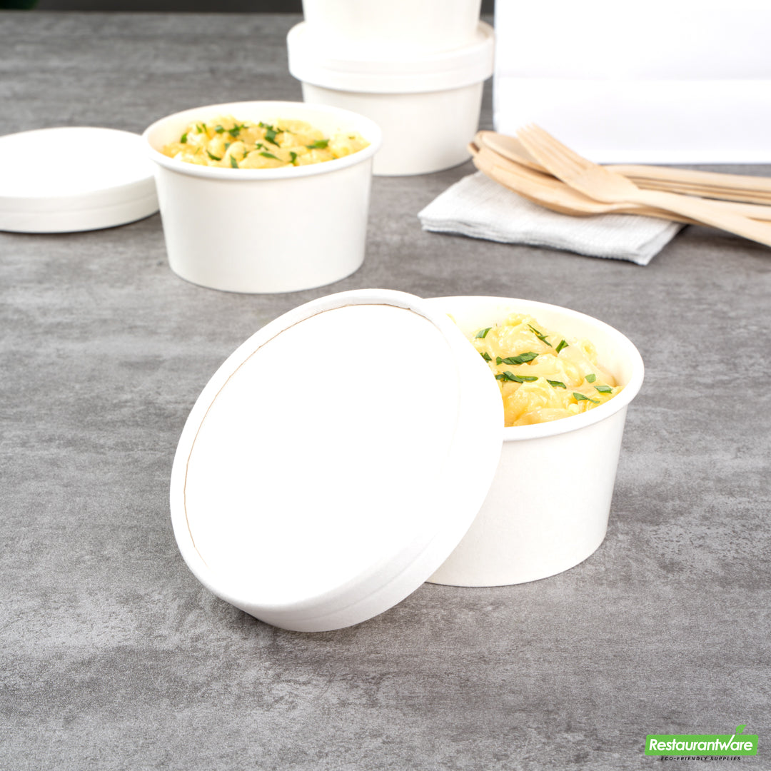 Wholesale Restaurantware Coppetta Round White Paper To Go Cup Lid - Fits 8 oz- Bulk