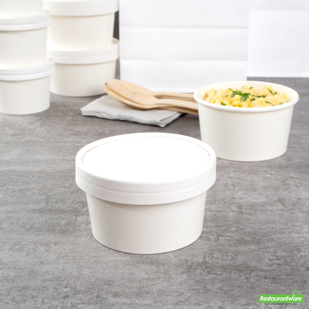 Wholesale Restaurantware Coppetta Round White Paper To Go Cup Lid - Fits 8 oz- Bulk