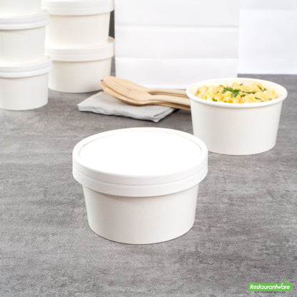 Wholesale Restaurantware Coppetta Round White Paper To Go Cup Lid - Fits 8 oz- Bulk
