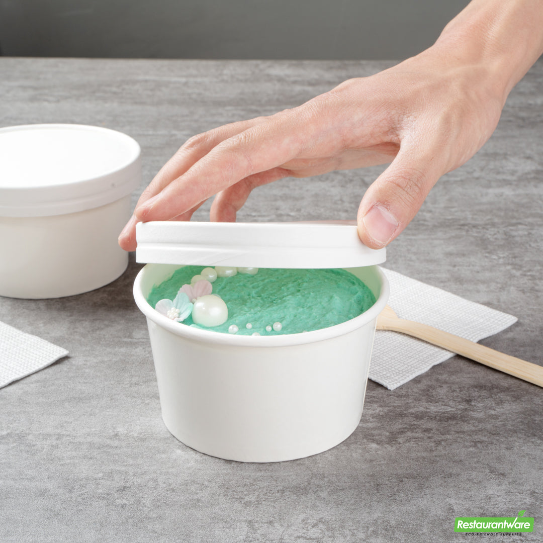 Wholesale Restaurantware Coppetta Round White Paper to Go Cup Lid - Fits 12 Oz- Bulk
