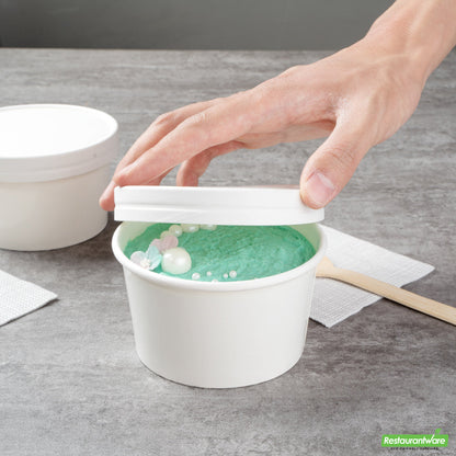 Wholesale Restaurantware Coppetta Round White Paper to Go Cup Lid - Fits 12 Oz- Bulk