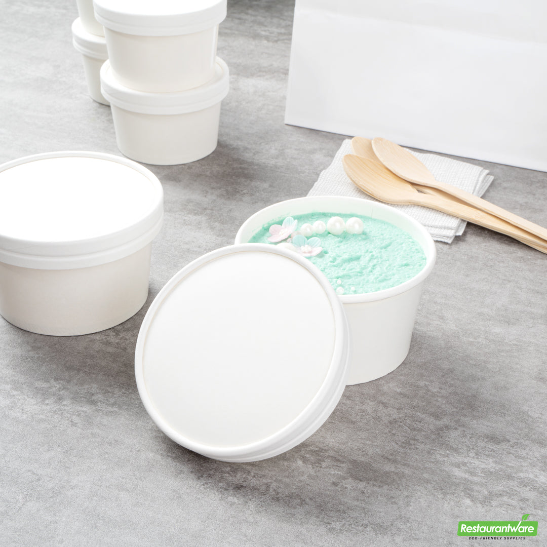 Wholesale Restaurantware Coppetta Round White Paper to Go Cup Lid - Fits 12 Oz- Bulk