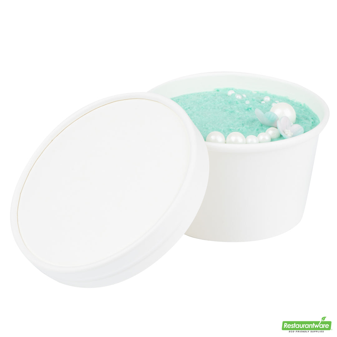 Wholesale Restaurantware Coppetta Round White Paper to Go Cup Lid - Fits 12 Oz- Bulk