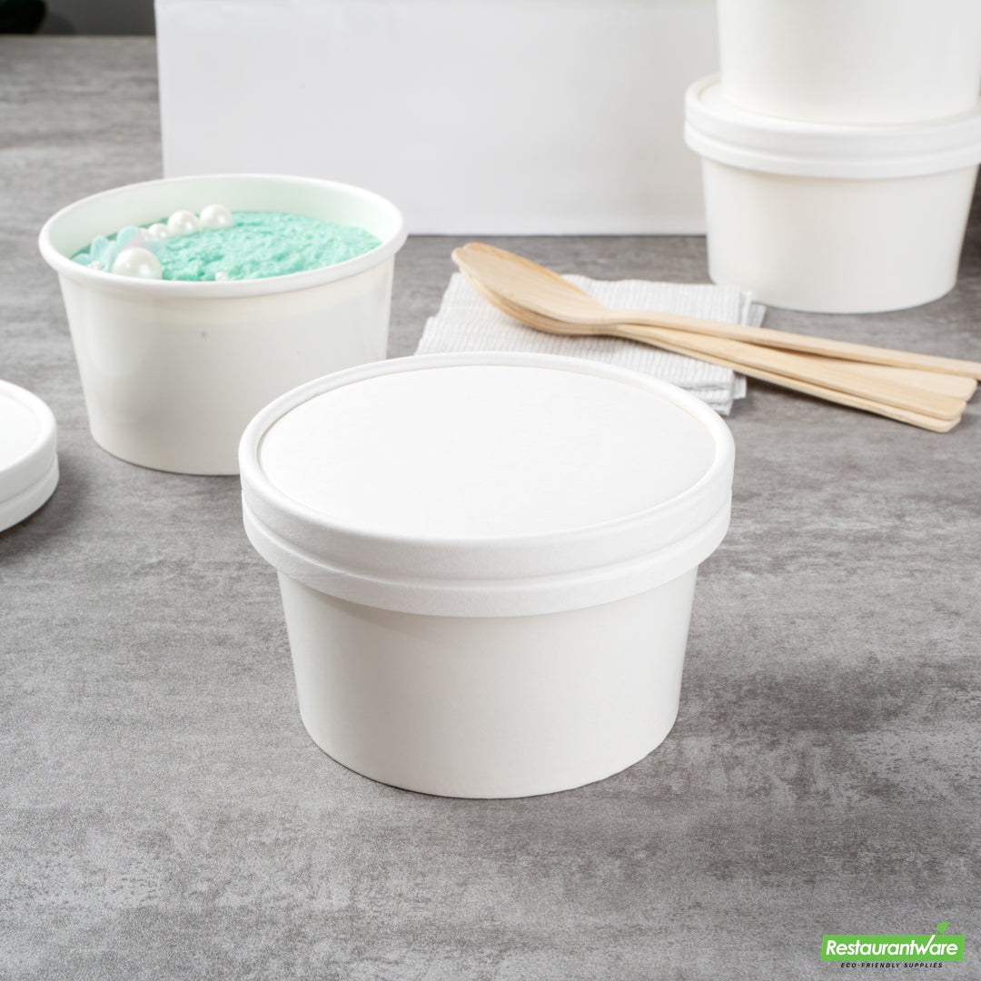 Wholesale Restaurantware Coppetta Round White Paper to Go Cup Lid - Fits 12 Oz- Bulk
