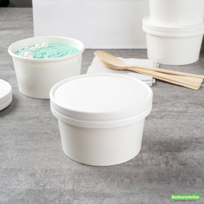 Wholesale Restaurantware Coppetta Round White Paper to Go Cup Lid - Fits 12 Oz- Bulk